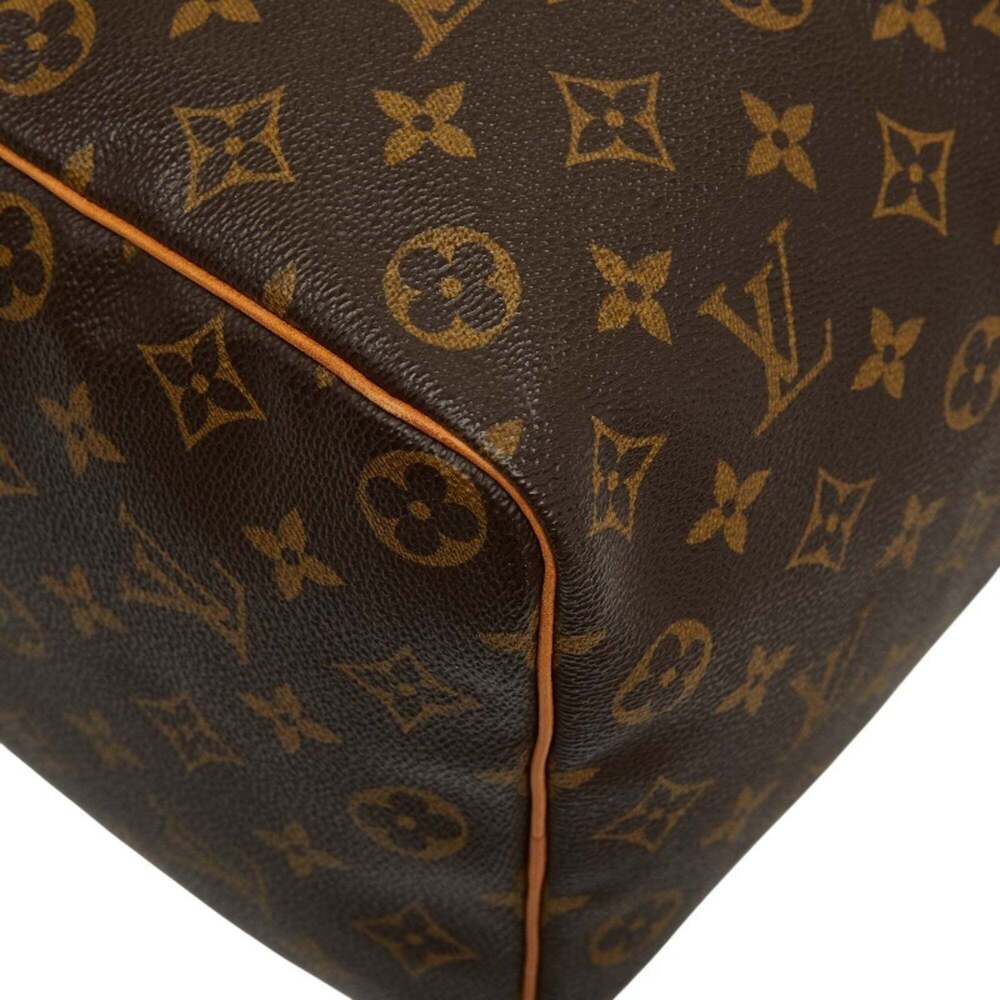 LOUIS VUITTON Authentic Brown Monogram Leather Speedy 35 Boston Bag - Picture 4 of 12